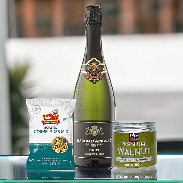 Baron French Sparkling Wine with Walnut & Cornflakes Combo Gifts to