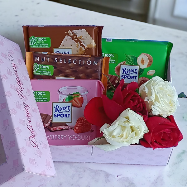 Chocolates With Roses in Surprise Gift Box | Gifts to Nepal | Giftmandu