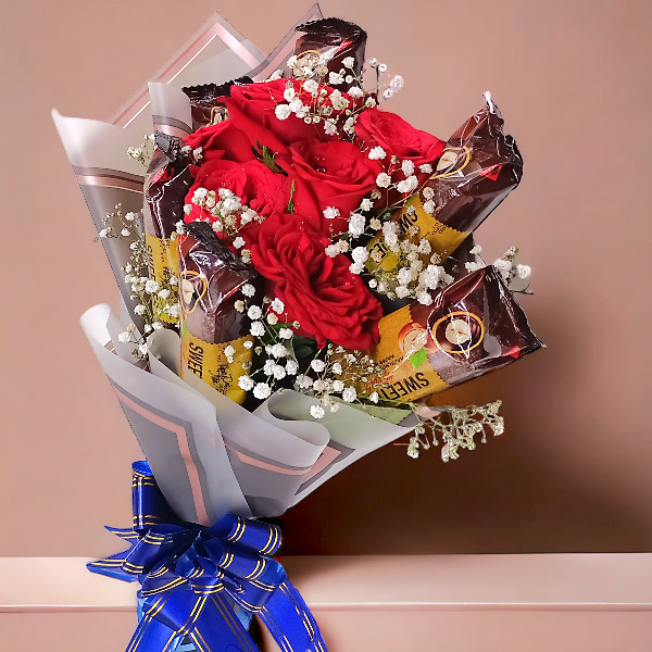 Oddie Chocolates Bouquet With Red Roses Bunch | Gifts to Nepal | Giftmandu