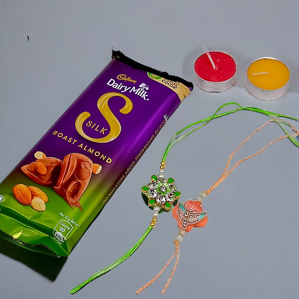 Cadbury Roast Almond With Rakhi Candle Gift Combo Gifts to Nepal Giftmandu
