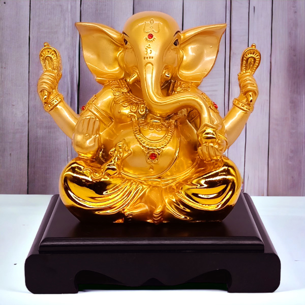 Gold Four Hands Ganesh Ji Statue | Gifts to Nepal | Giftmandu