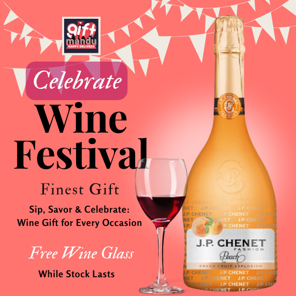 JP Peach White Wine + Complimentary Wine Glass Gifts to Nepal