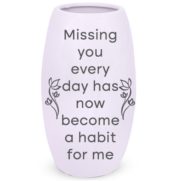 White Message Printed Flower Vase Nepal Gifts to Nepal Giftmandu