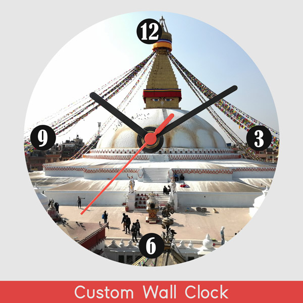 Circle Design Beautiful Custom Photo Print Wall Clock Gifts to Nepal