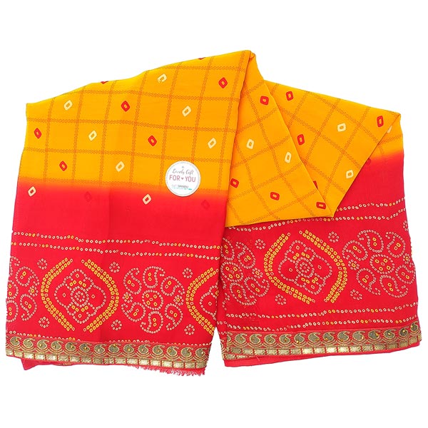 Yellow Chunari Print Saree Online Gifts to Nepal Giftmandu