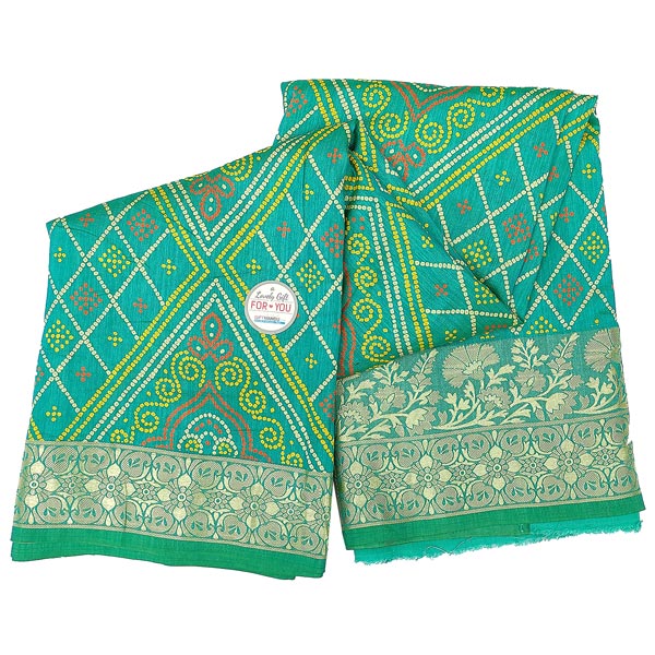 Green Chunari Print Saree Online Gifts to Nepal Giftmandu
