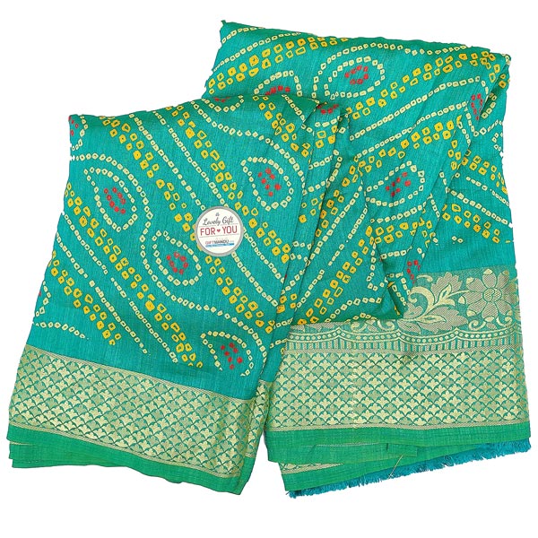Green Chunari Print Saree Online Gifts to Nepal Giftmandu