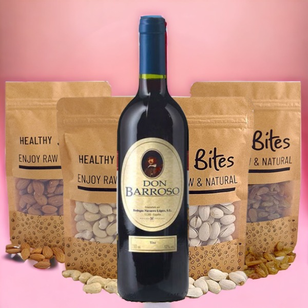 Nature's Best Dry Nuts and Sweet Red Wine from Spain Gifts to Nepal Giftmandu