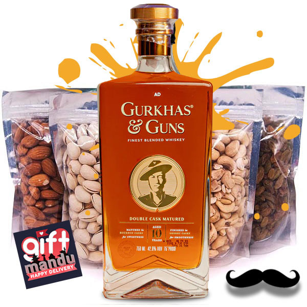 Gurkhas & Guns Whisky with Dry Nuts Pouch Online Gifts to Nepal