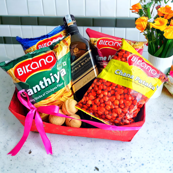 Jw Double Black Label Whisky 750ml With Snacks Combo Gifts to Nepal