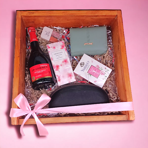 Red Wine with Perfume, Wallet, Gift Hamper for Her Gifts to Nepal