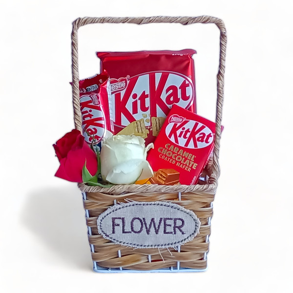 Kitkat Chocolates & Roses In A Basket | Gifts to Nepal | Giftmandu