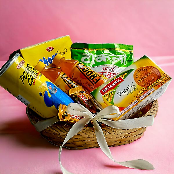 Tokla Tea With Snacks And Drinks Basket Gifts to Nepal Giftmandu