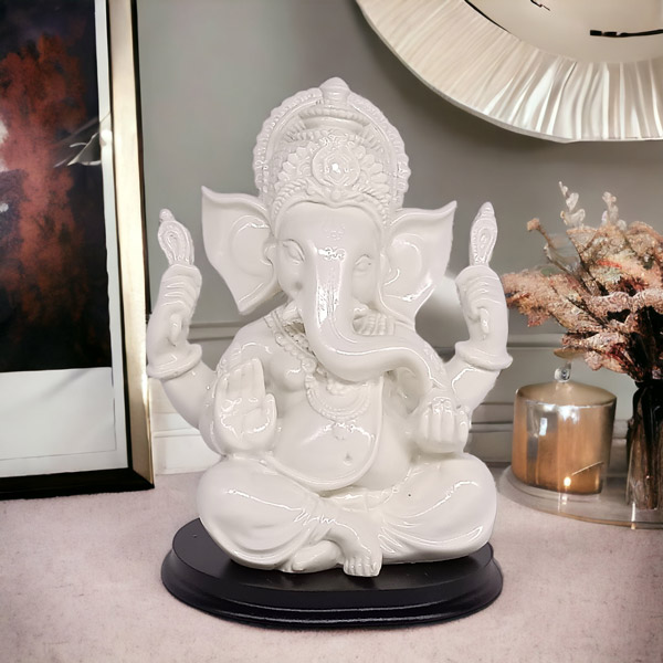 Lord Ganesh Statue White 5.5" Gifts to Nepal Giftmandu